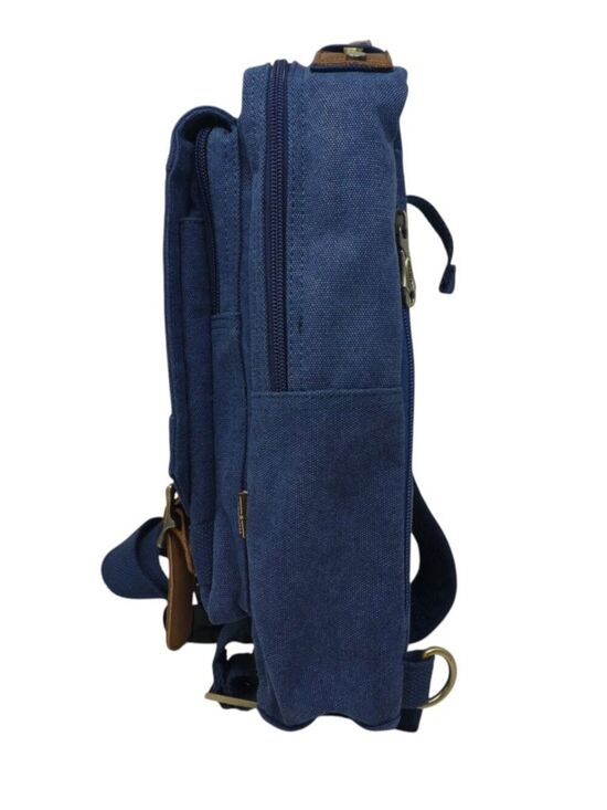 Kaukko Blue Denim Canvas Backpack Purse Adjustable Strap Zip Travel Bag main image 8